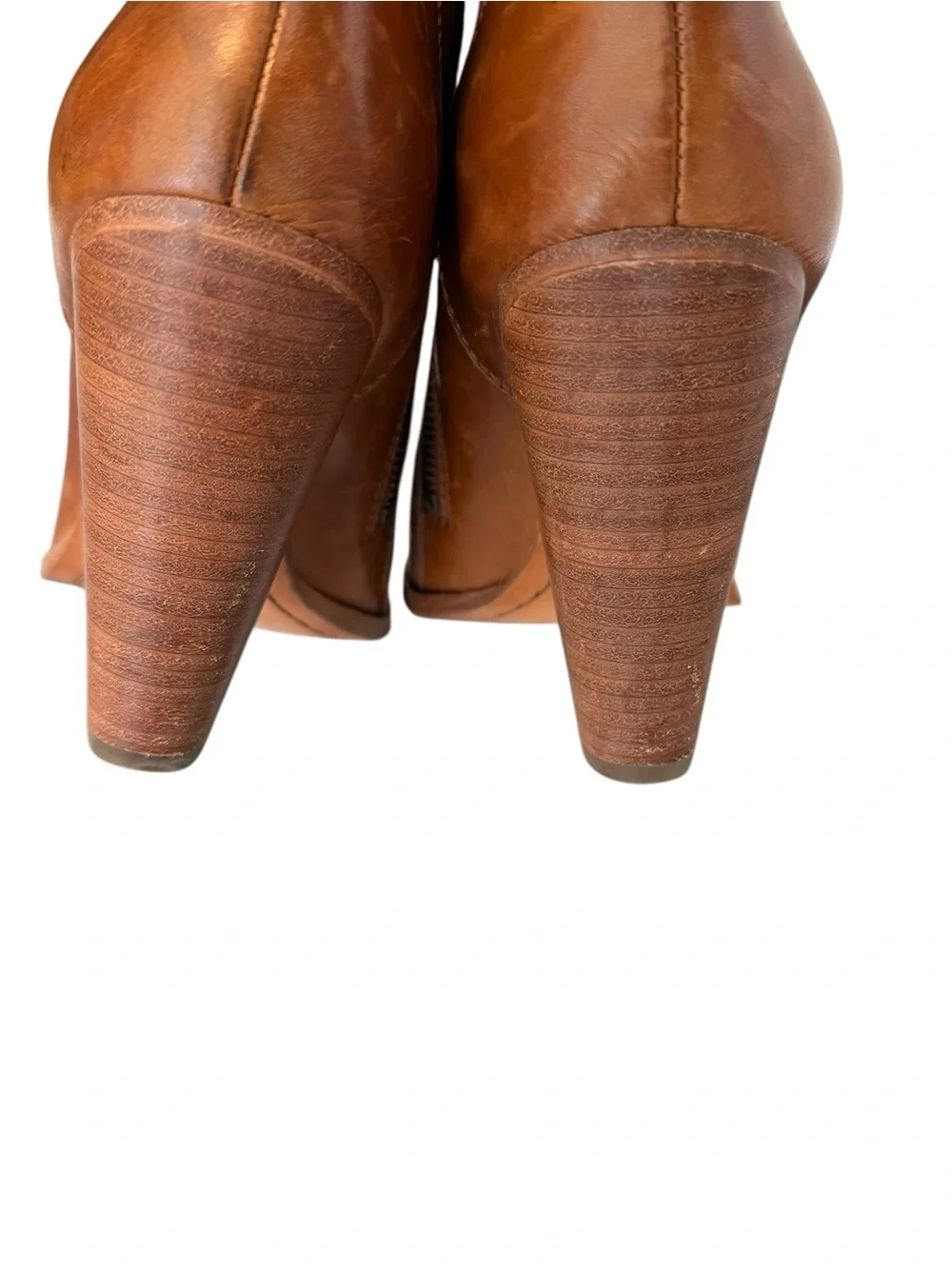 Frye Remy Chelsea Leather Boot.  Cognac Leather Ankle Booties with Stacked Heel
